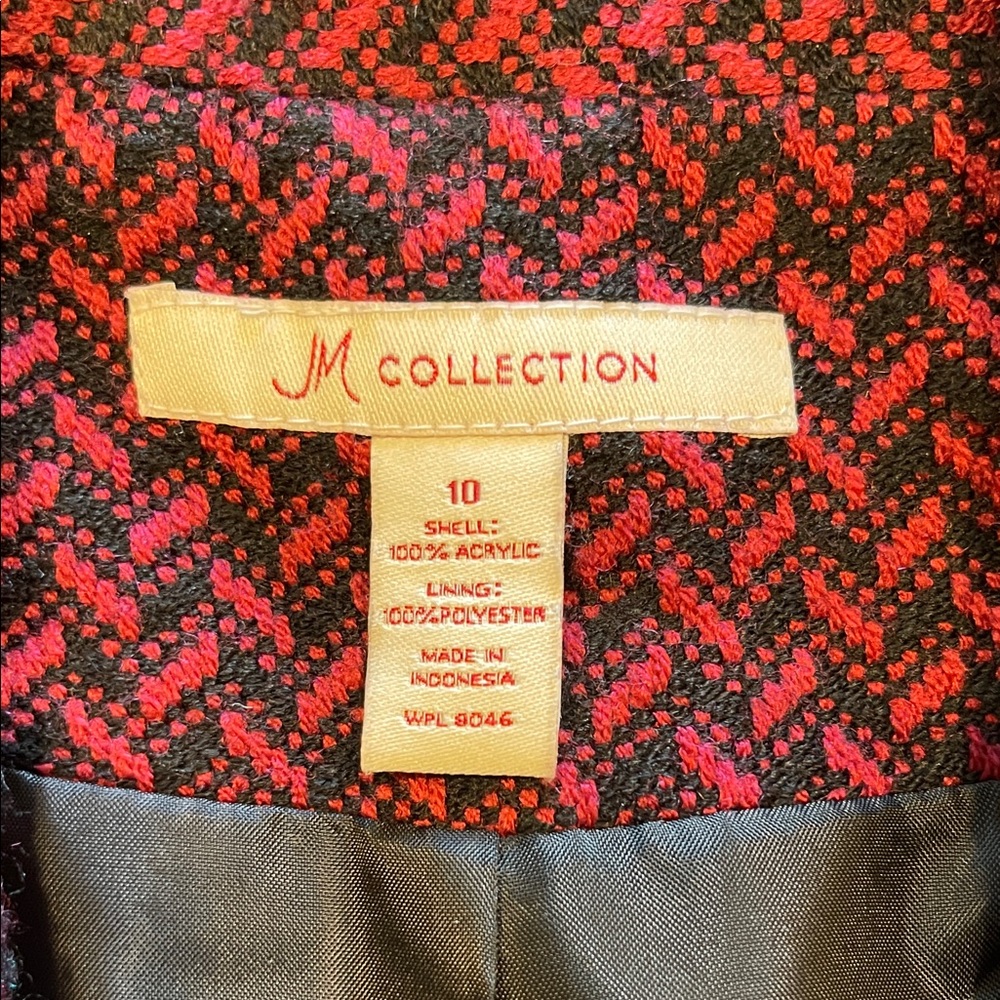 JM Collection Maroon Patterned Blazer - Picture 9 of 9